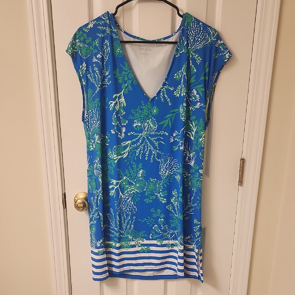 Lilly Pulitzer Blue and Green Botanical Tunic